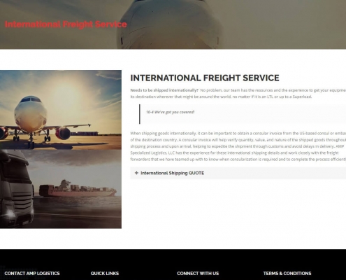 trucking company logistics website design example